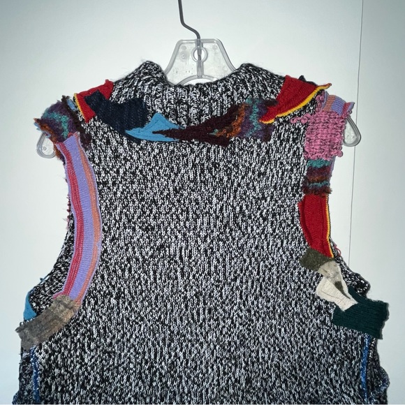 Upcycled Sweater Vest Long Cardi Boho Hippie Tiered Pixie Patchwork Cottage Core - Picture 14 of 14